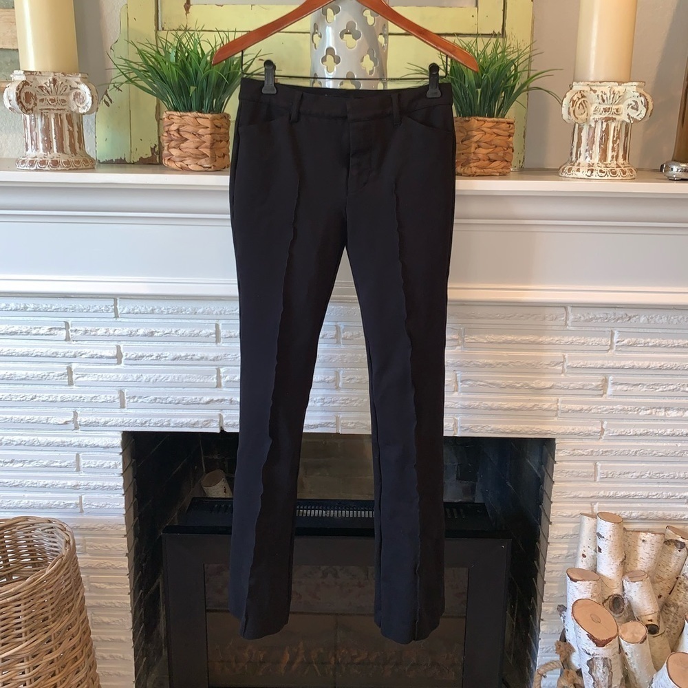 J Brand Black Straight Leg Stretch Pintuck Stitch Trouser Pants Size 28